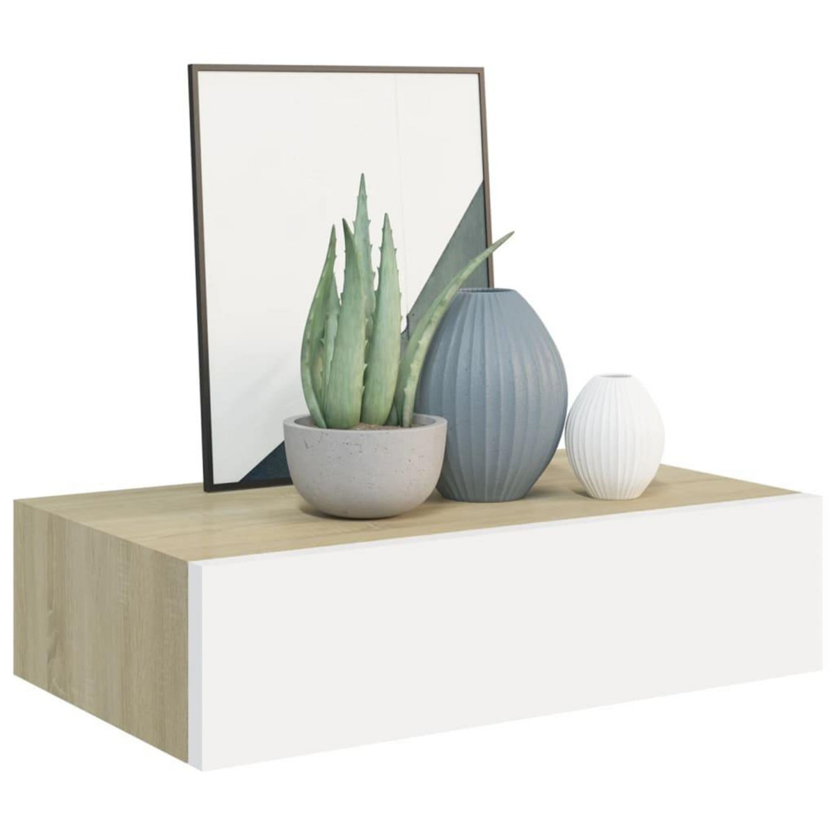 VIDAXL Etagere a tiroir murale chene et blanc 40x23,5x10 cm MDF