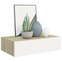 Voir la diapositive 3 : VIDAXL Etagere a tiroir murale chene et blanc 40x23,5x10 cm MDF