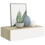 Voir la diapositive 3 : VIDAXL Etagere a tiroir murale chene et blanc 40x23,5x10 cm MDF