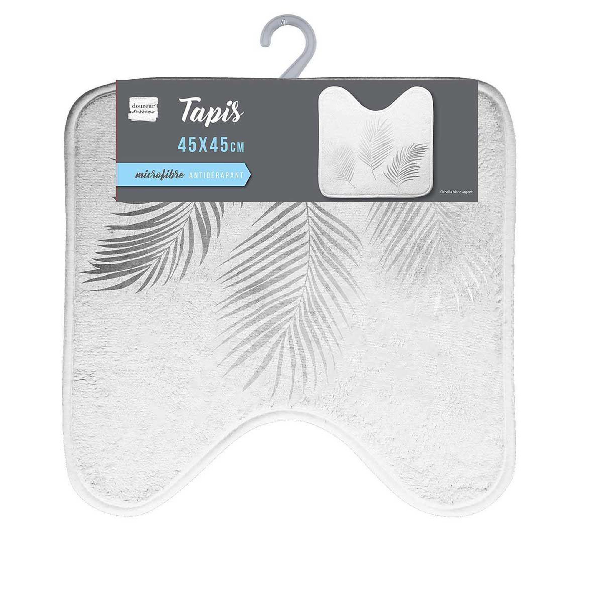 Voir la diapositive 3 : Douceur d'Intérieur Tapis contour wc imprimé  orbella  45x45cm blanc & argent
