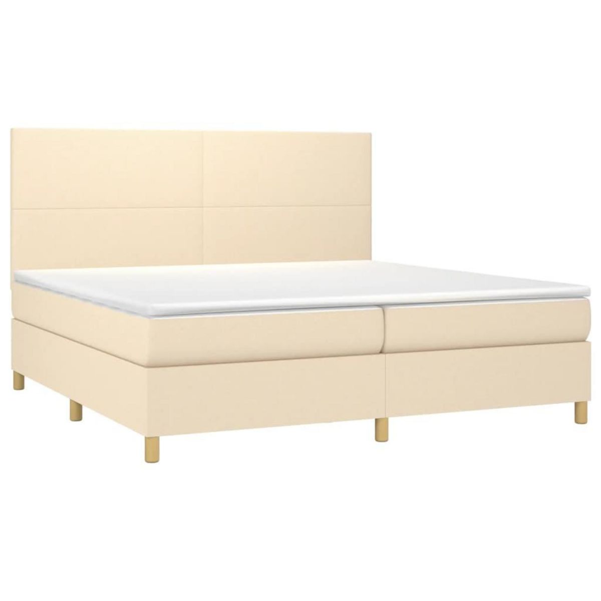 VIDAXL Sommier a lattes de lit avec matelas Creme 200x200 cm Tissu
