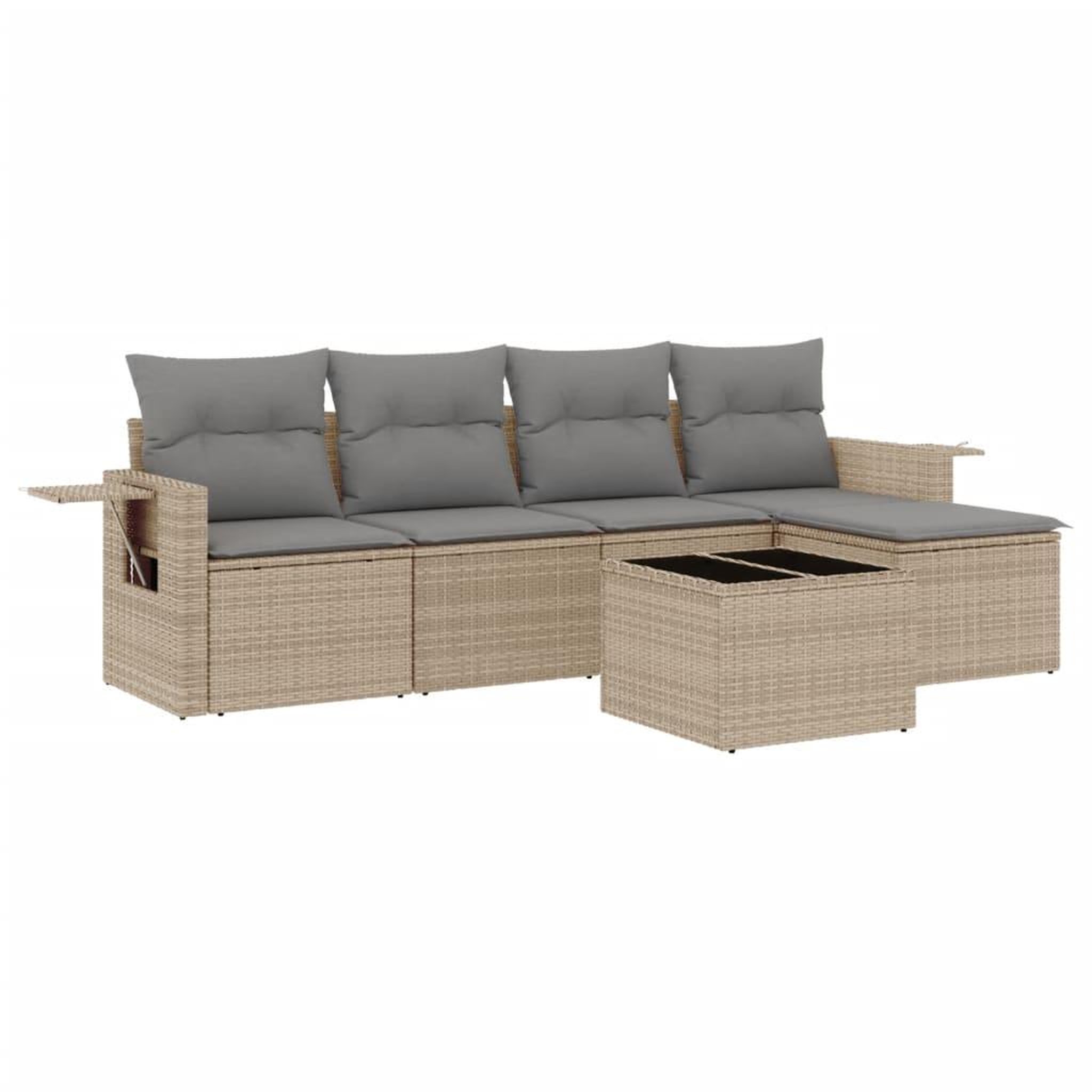 Voir la diapositive 2 : VIDAXL Salon de jardin avec coussins 6 pcs beige resine tressee