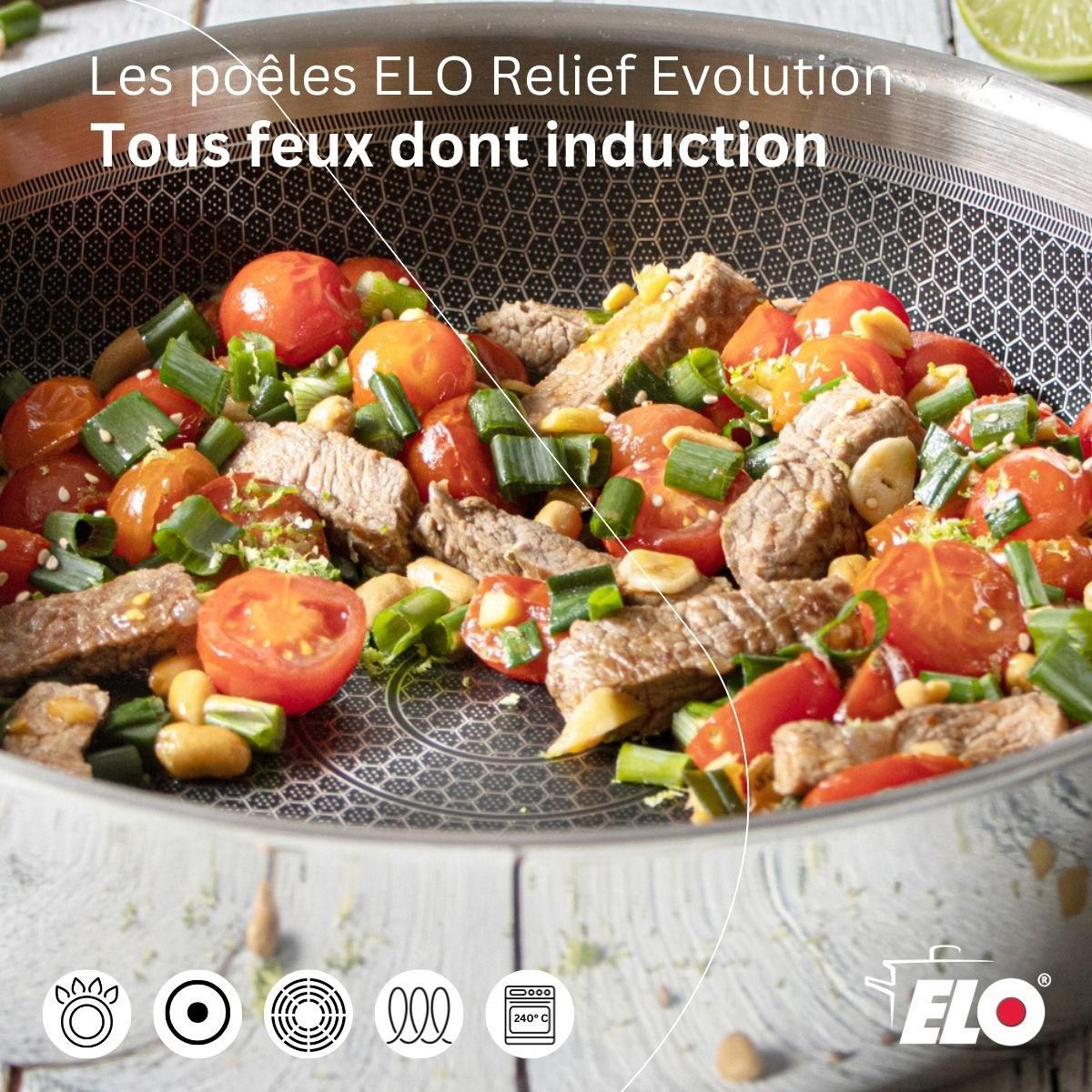 ELO Poêle sauteuse 24 cm en inox 18/10 Elo Relief Evolution