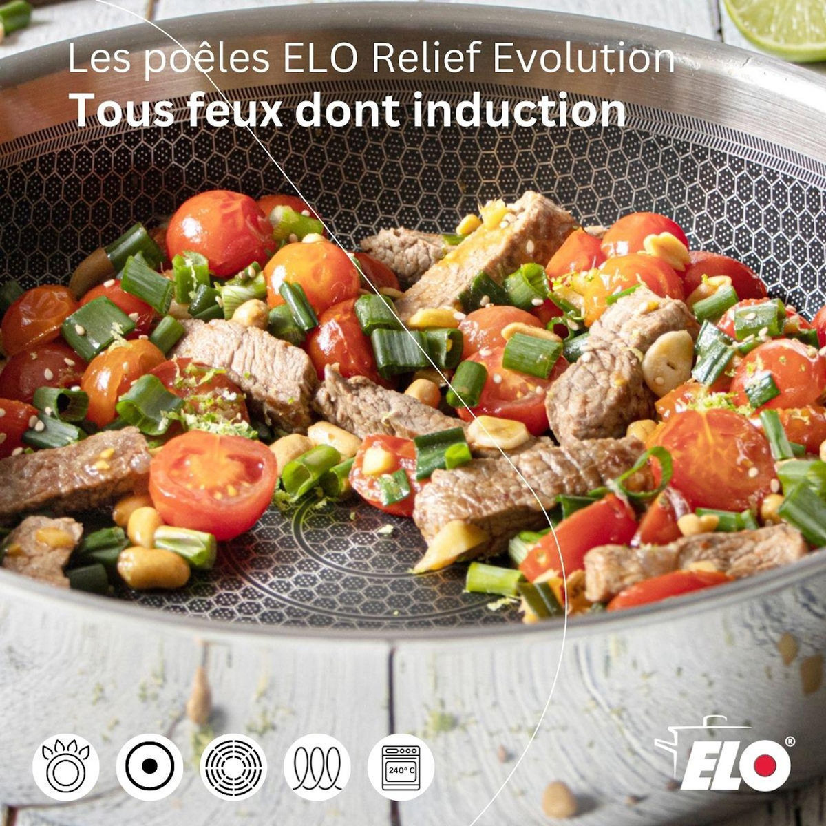 ELO Poêle sauteuse 24 cm en inox 18/10 Elo Relief Evolution