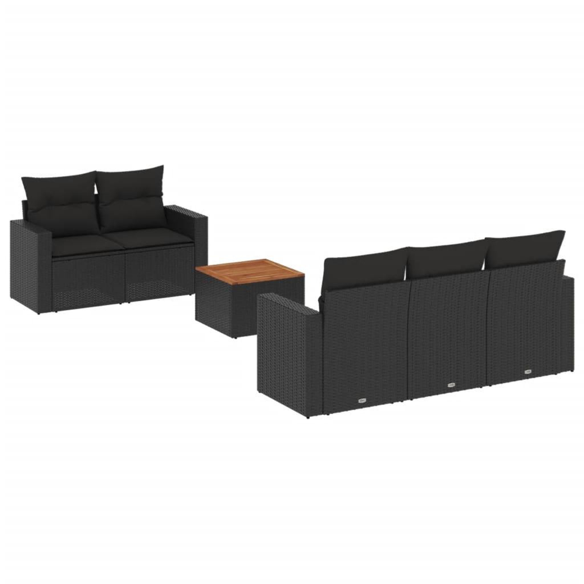 Voir la diapositive 2 : VIDAXL Salon de jardin 6 pcs avec coussins noir resine tressee