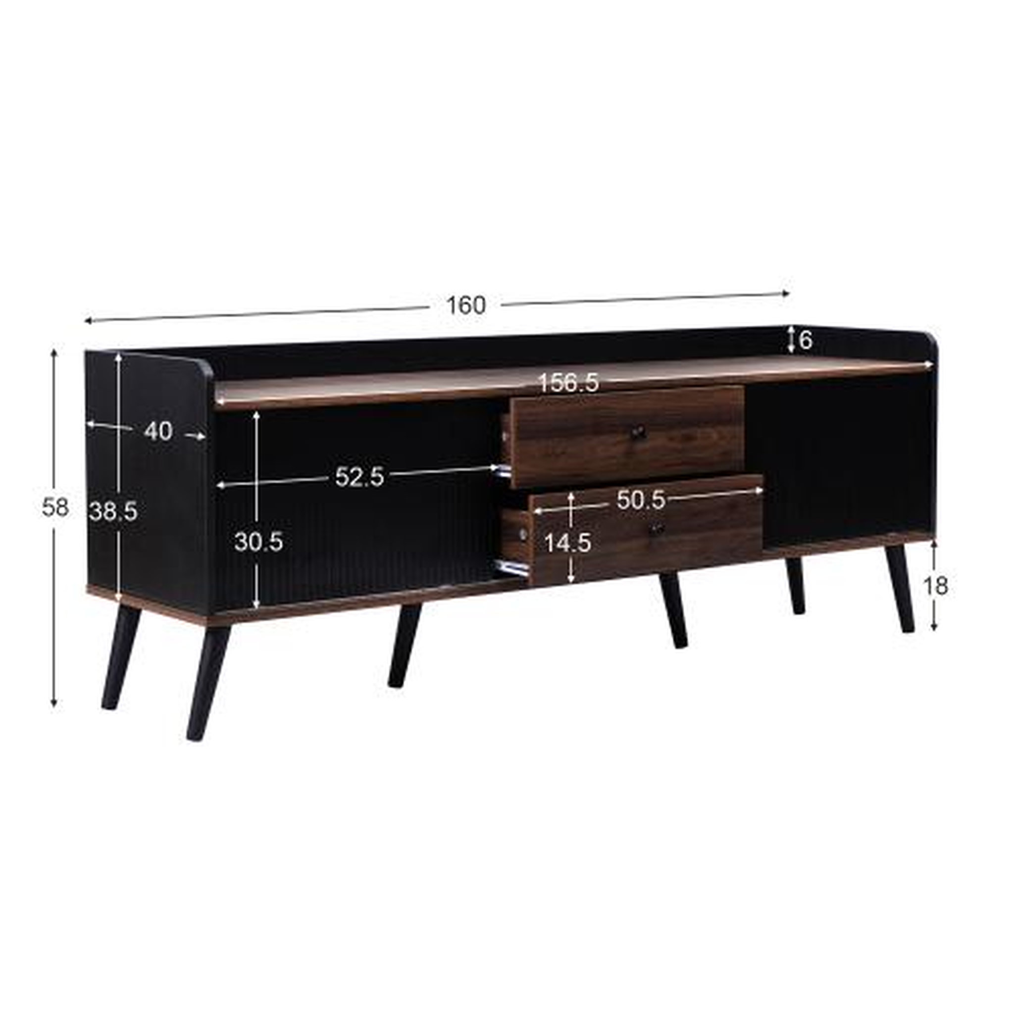 Voir la diapositive 3 : MERAX Meuble tv noir 160 cm panneau de particules