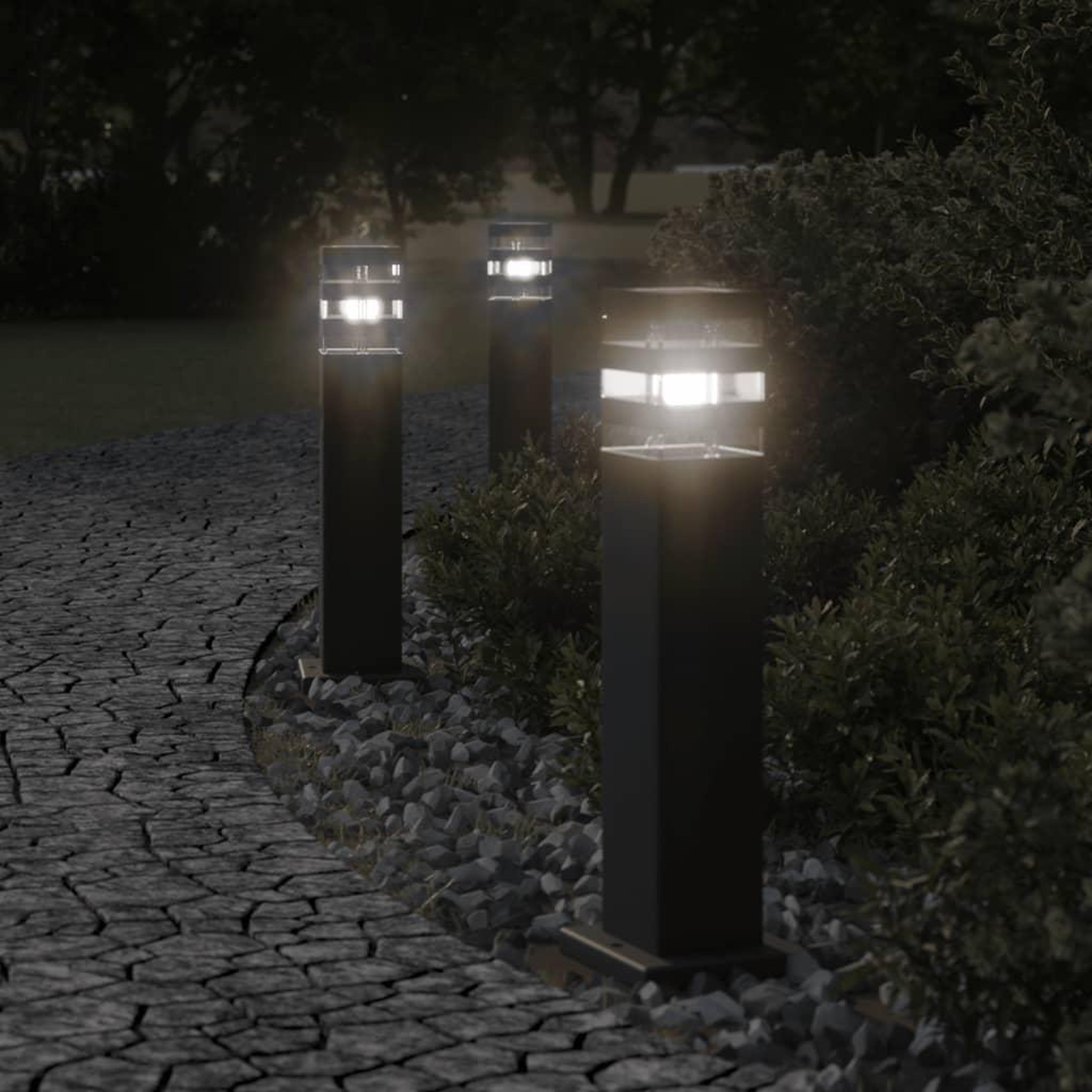 VIDAXL Lampadaires d'exterieur 3 pcs noir 50 cm aluminium