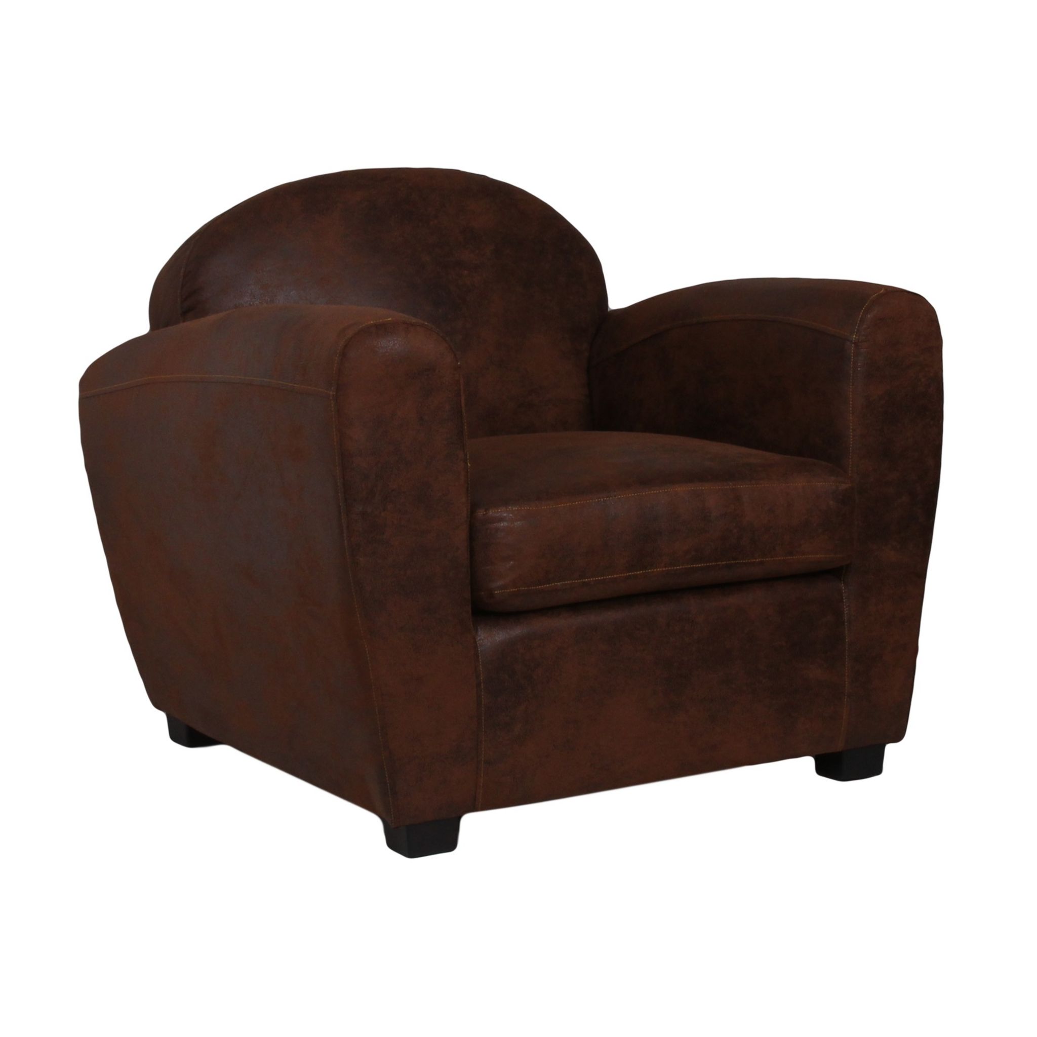 Fauteuil club RONAN, tissu vintage. Coloris disponibles : Marron