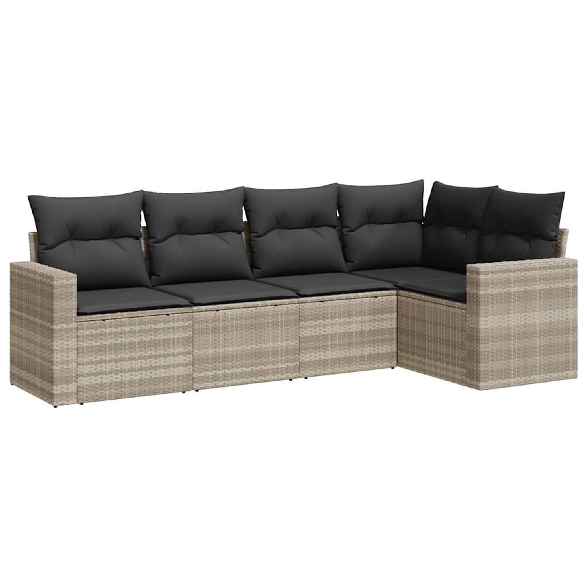Voir la diapositive 2 : VIDAXL Salon de jardin 5 pcs avec coussins gris clair resine tressee