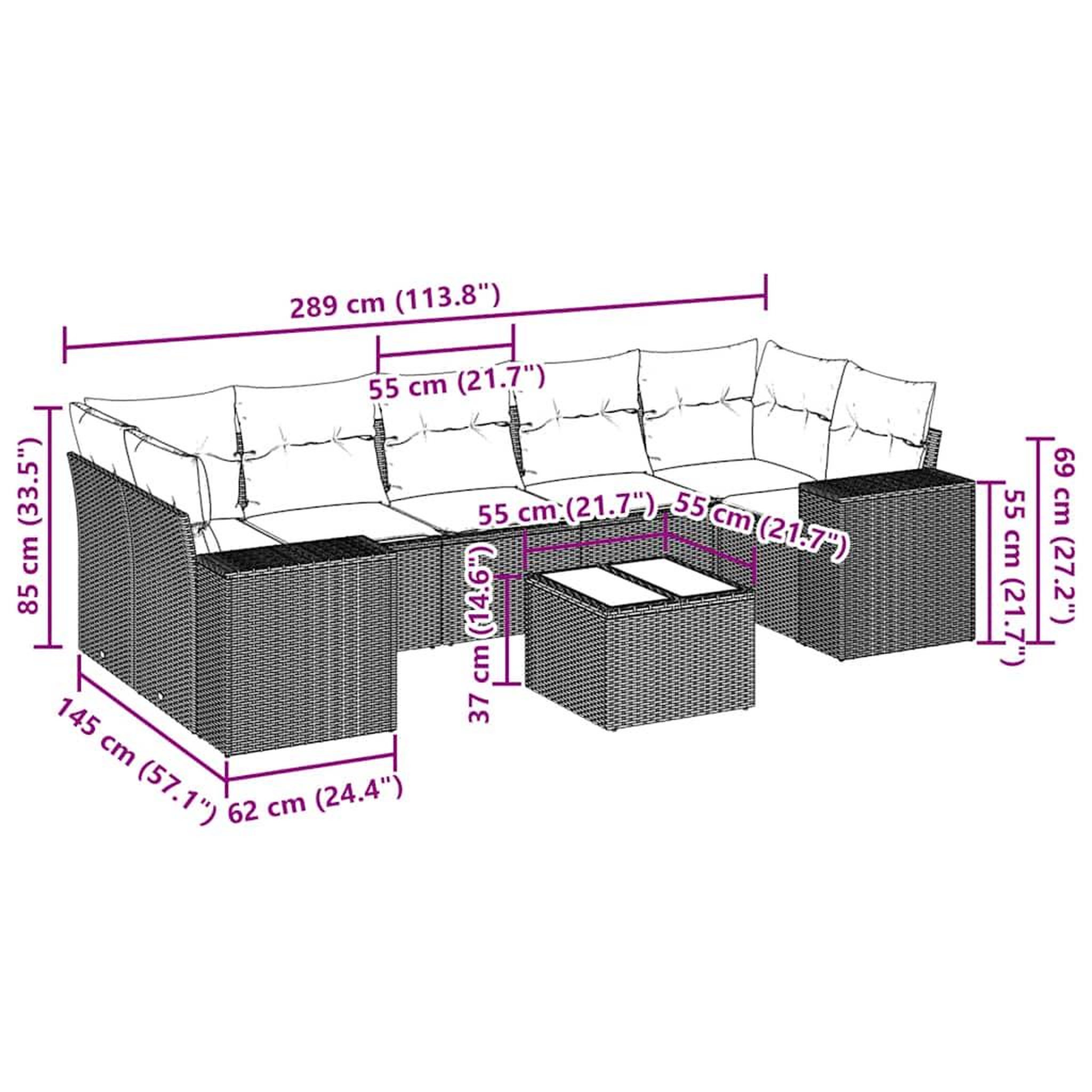 Voir la diapositive 6 : VIDAXL Salon de jardin 8 pcs avec coussins gris clair resine tressee