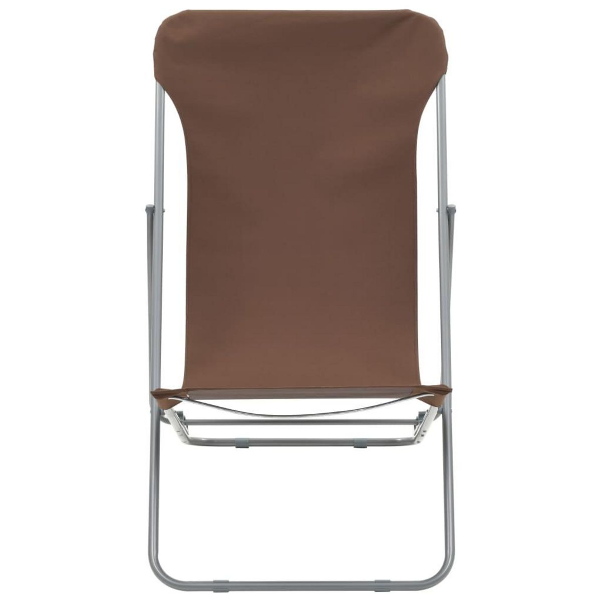 VIDAXL Chaises de plage pliables lot de 2 Acier et tissu oxford Marron