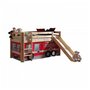 Vipack PINO Lit Compact avec Toboggan Pin Massif Nature + Rideau de lit Pompiers Fire Rescue