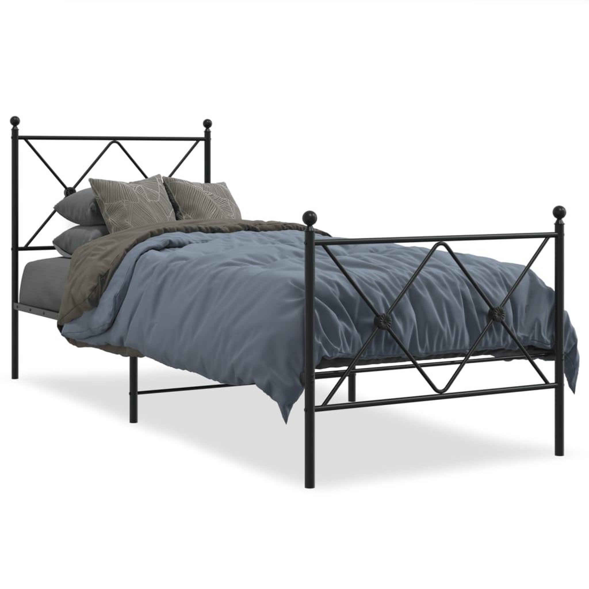 Voir la diapositive 2 : VIDAXL Cadre de lit metal sans matelas avec pied de lit noir 75x190 cm