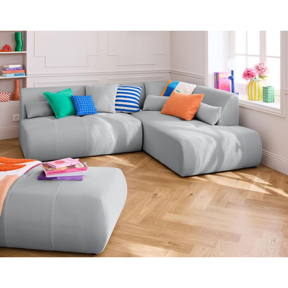 LISA DESIGN Onyx - pouf d'appoint - en tissu mailles 3d