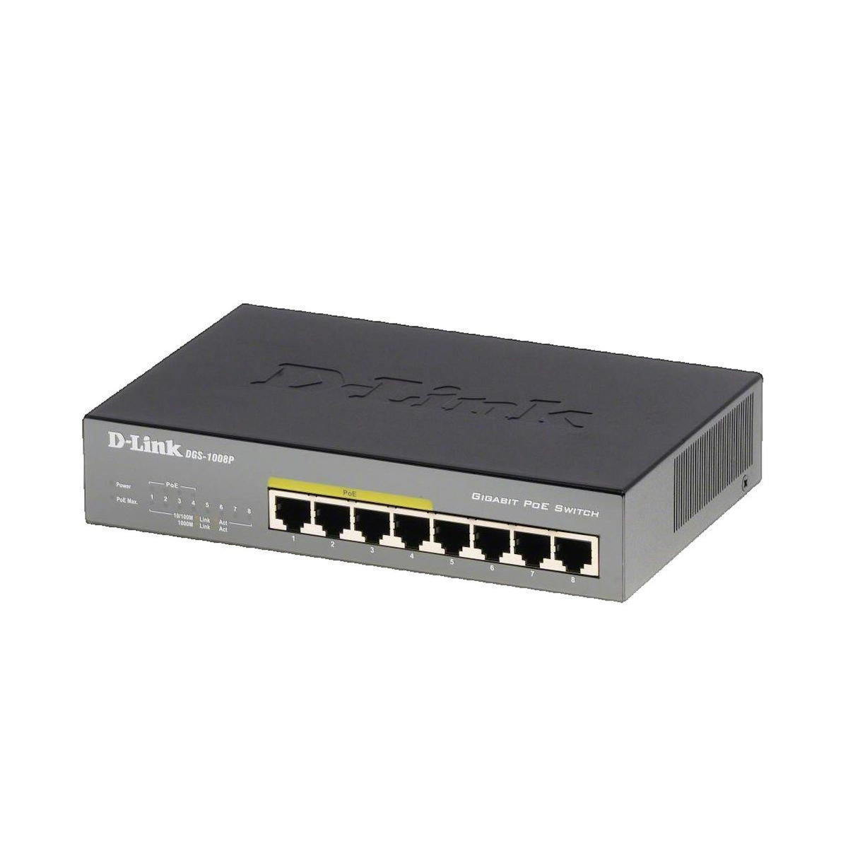 D-Link Switch D-Link DGS-1008P 8 ports Gigabit PoE bureau et maison