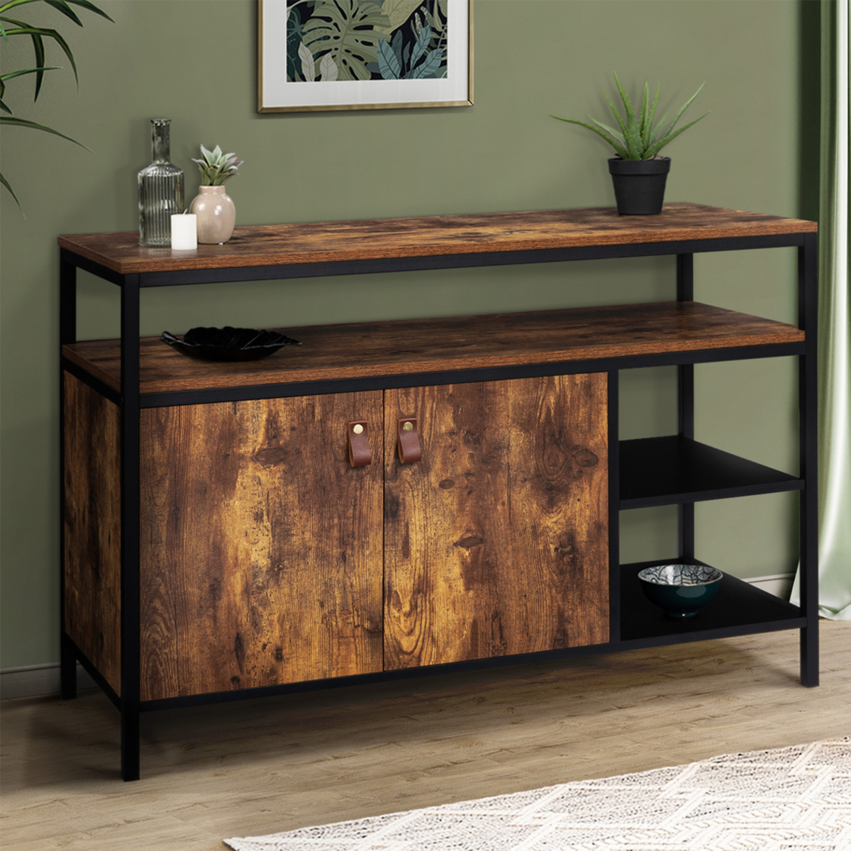 ID MARKET Buffet bas 2 portes 100 cm CHICAGO design industriel