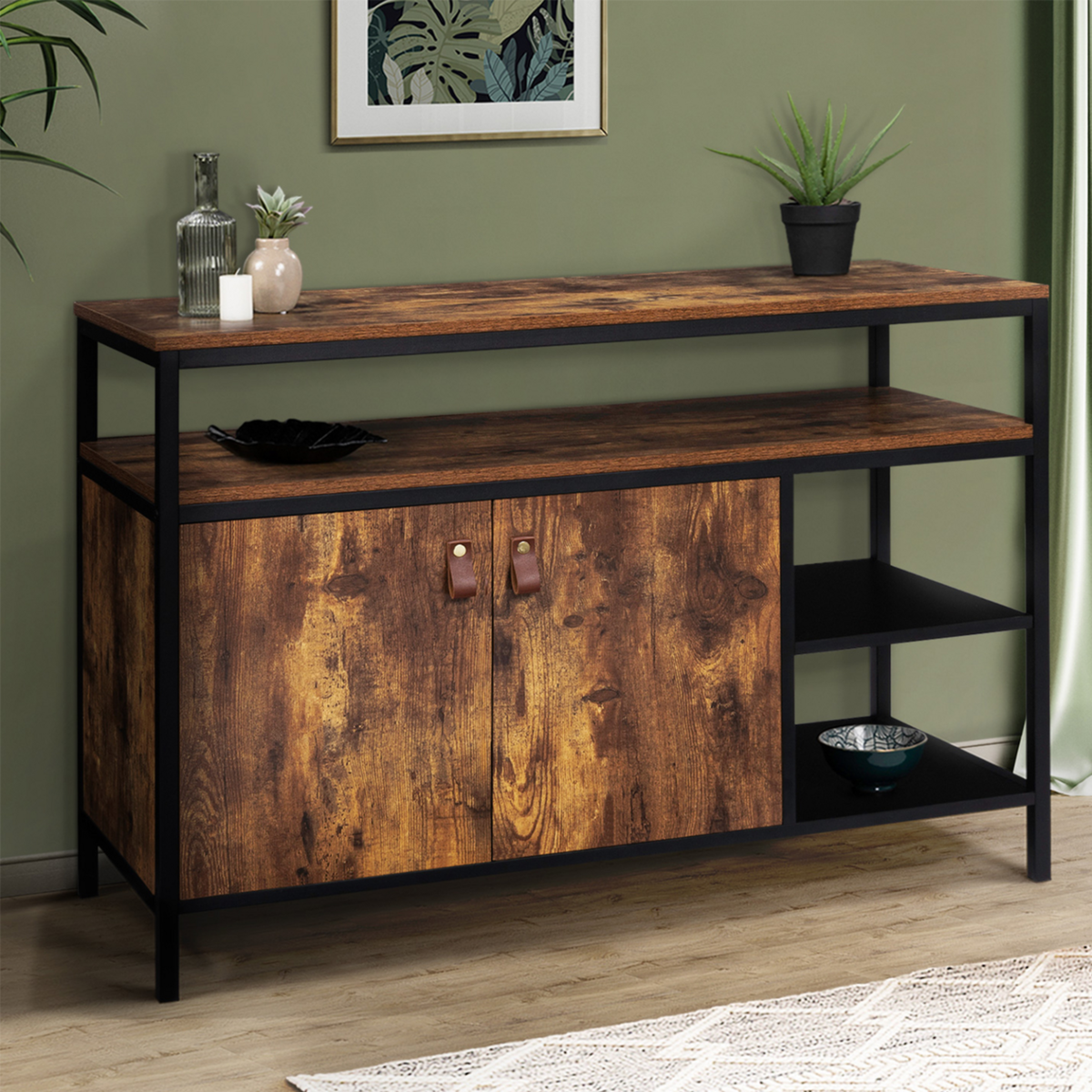 ID MARKET Buffet bas 2 portes 100 cm CHICAGO design industriel