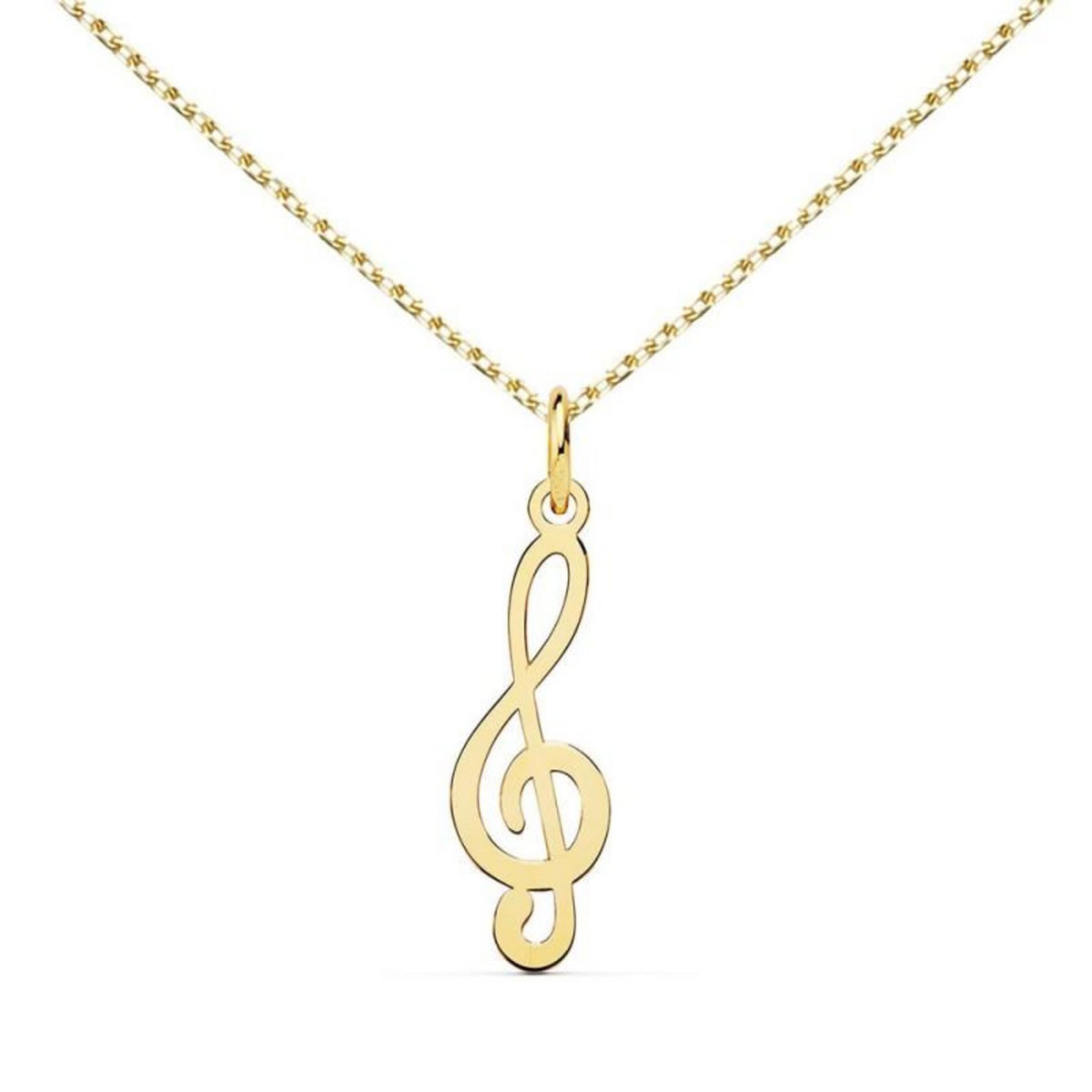 L'ATELIER D'AZUR Collier - Pendentif Or 18 Carats 750/000 Jaune - Clé de Sol - Chaine Dorée