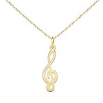 L'ATELIER D'AZUR Collier - Pendentif Or 18 Carats 750/000 Jaune - Clé de Sol - Chaine Dorée