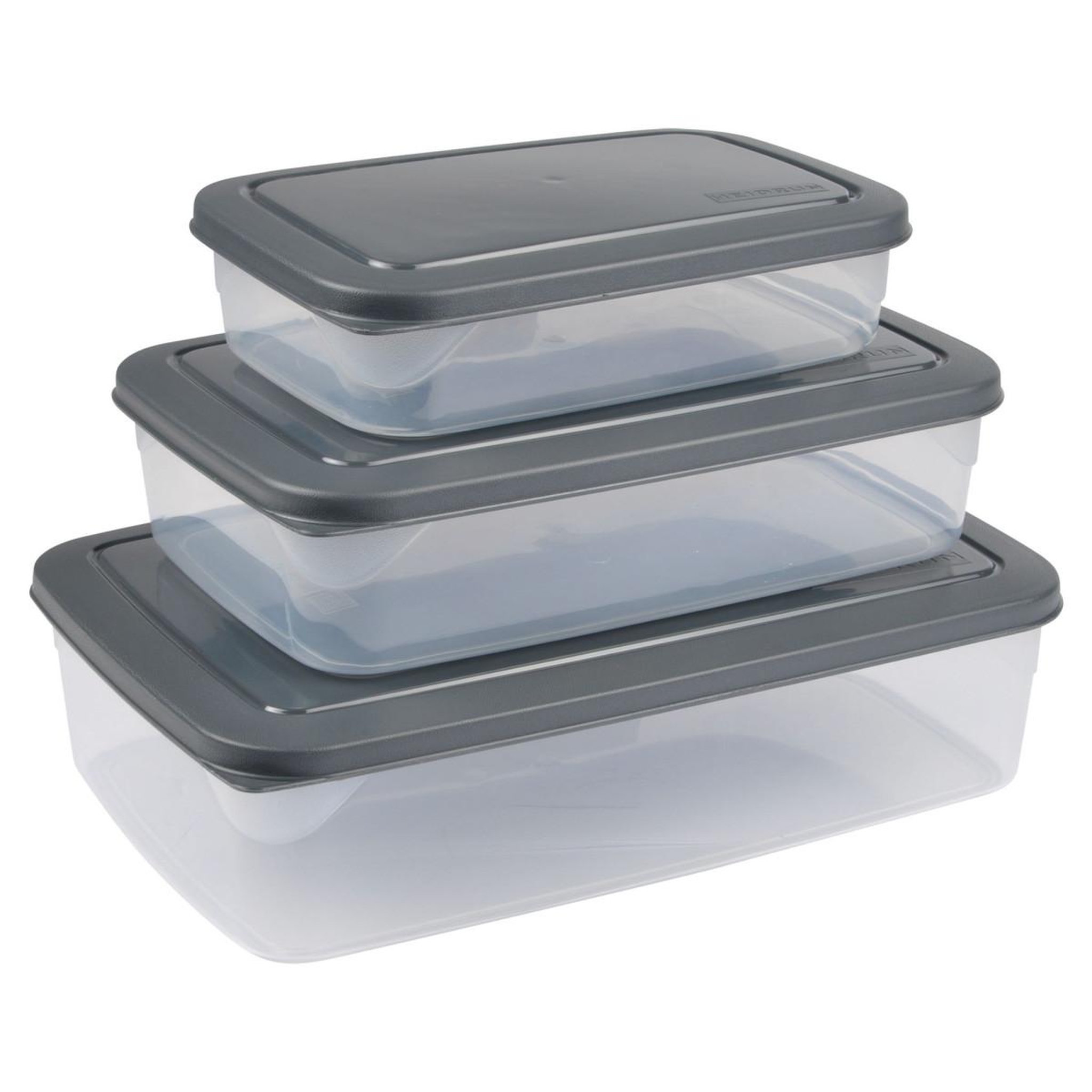 HOMEA Lot de 3 boîtes de conservation  merle  3l anthracite