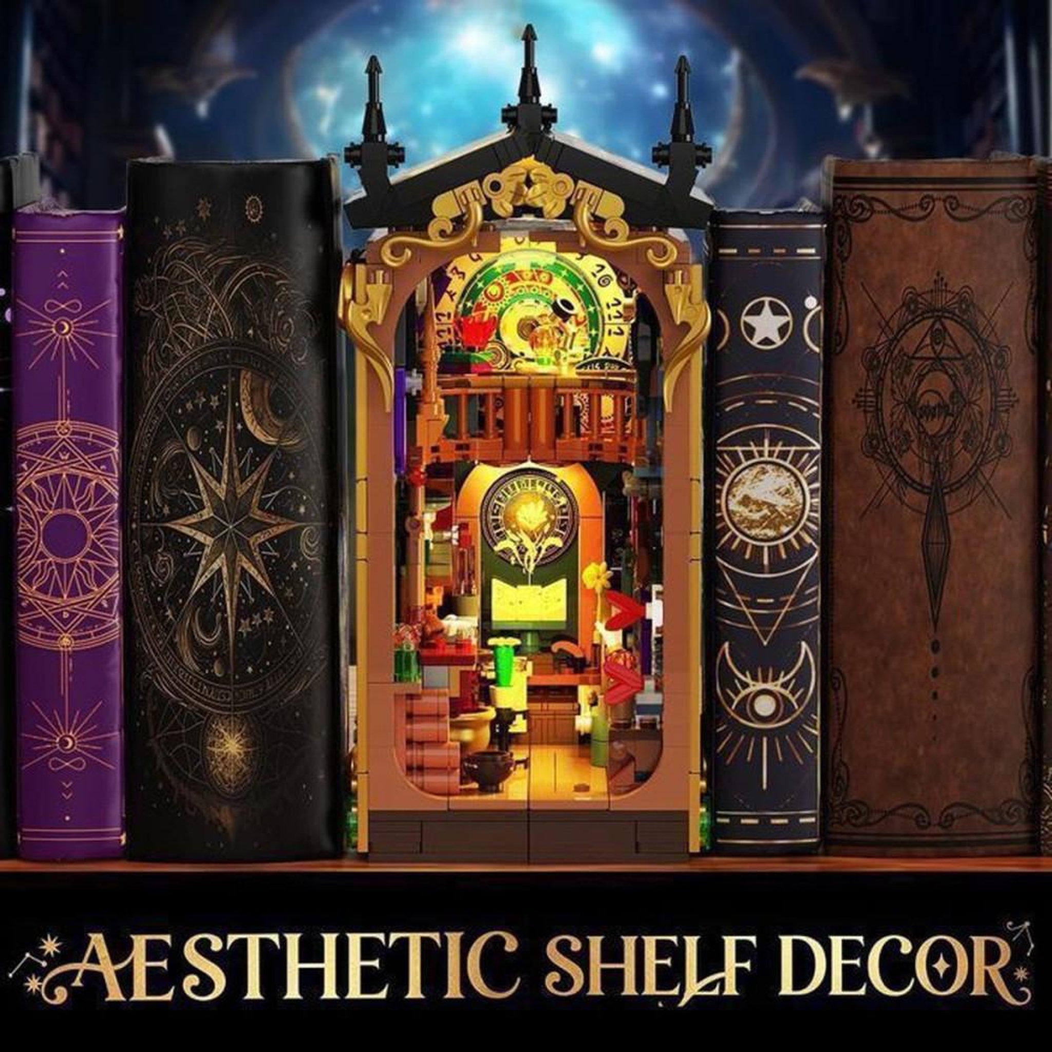 Voir la diapositive 5 : Kit de construction LED pour diorama en forme de livre, 946 pièces, thème astrologie, ouverture 180°, lumière chaude