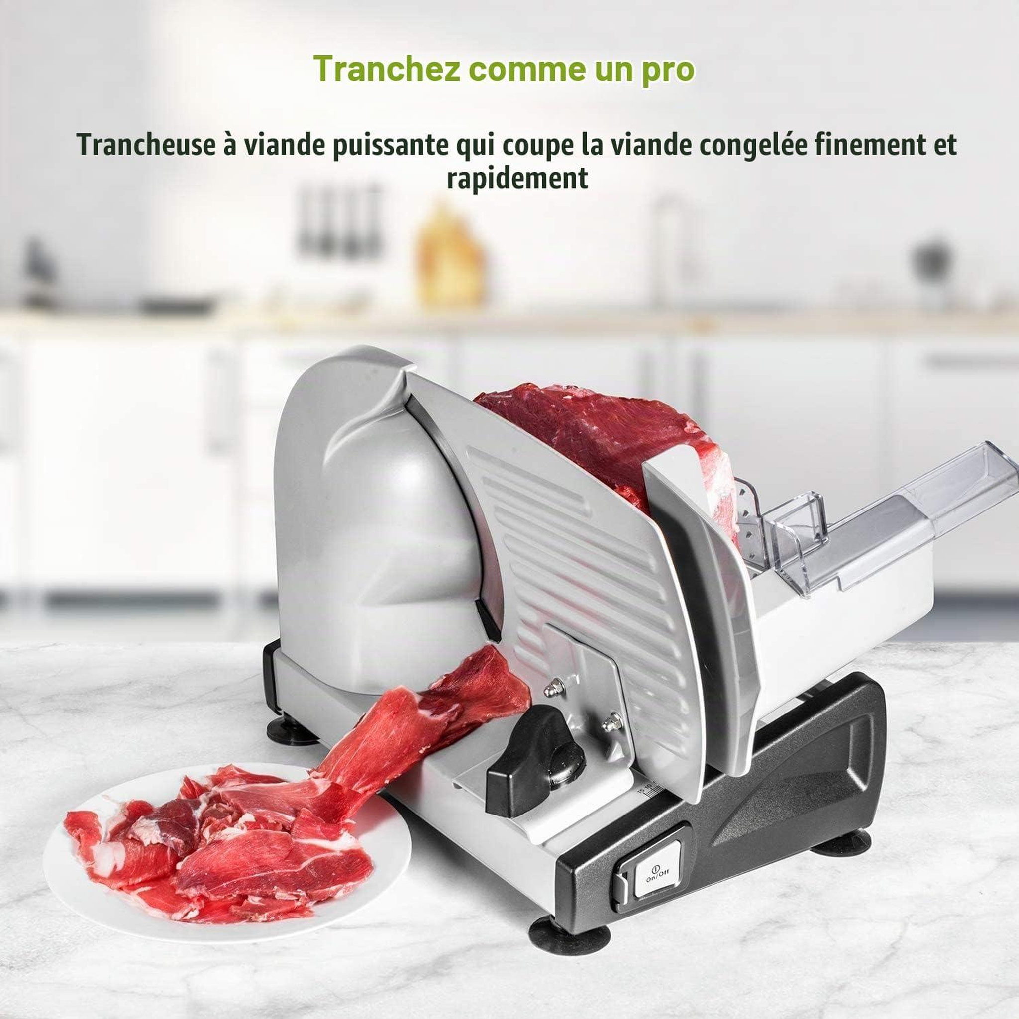Voir la diapositive 2 : YASHE Trancheuse électrique, 150 W, lame 19 cm, coupe 0–15 mm, argent