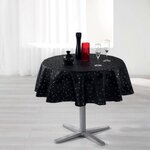 Paris Prix Nappe Ronde Imprimée  Shantung  180cm Noir