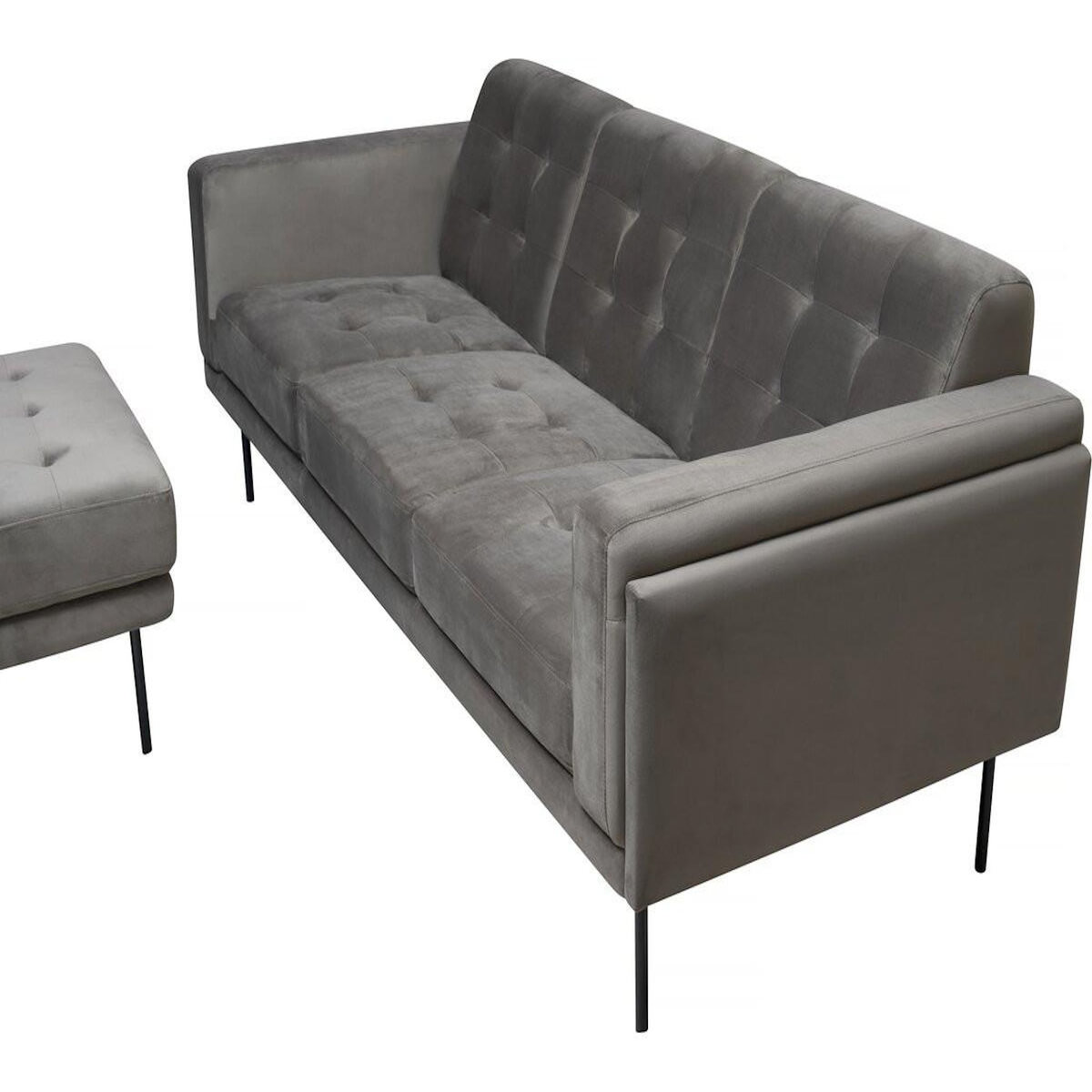 Habitat et Jardin Canapé d'angle reversible en velours  Noé  - 3 places - Gris