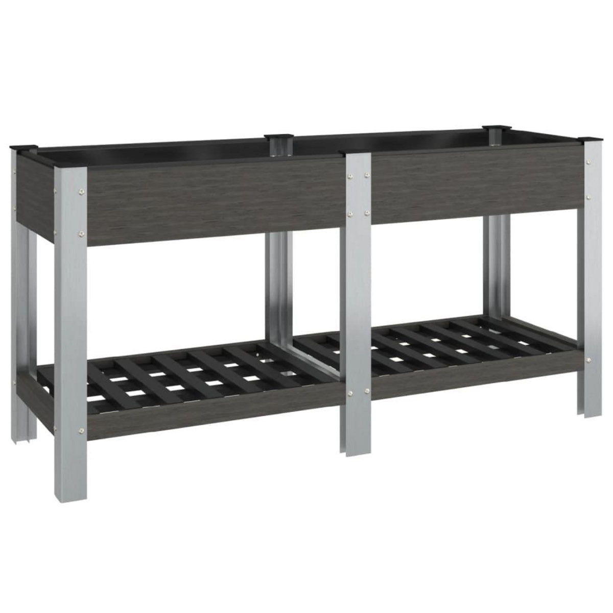 VIDAXL Lit sureleve de jardin avec etagere Gris 150x50x75 cm WPC