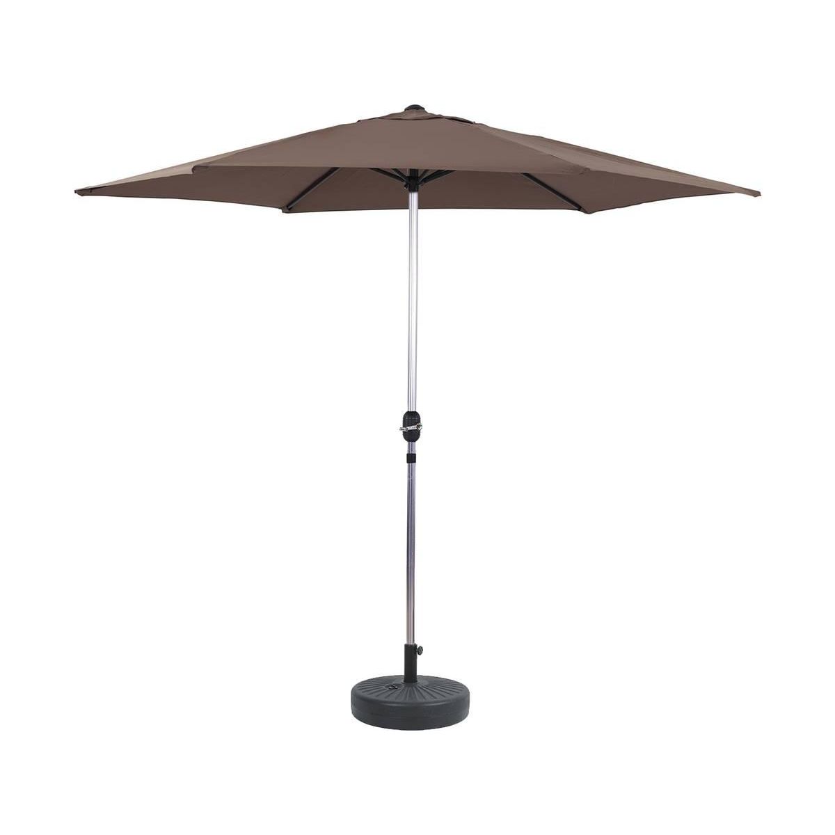 Habitat et Jardin Parasol jardin droit Alu  Sol  - Rond - Ø 3m - Taupe - Avec pied à lester
