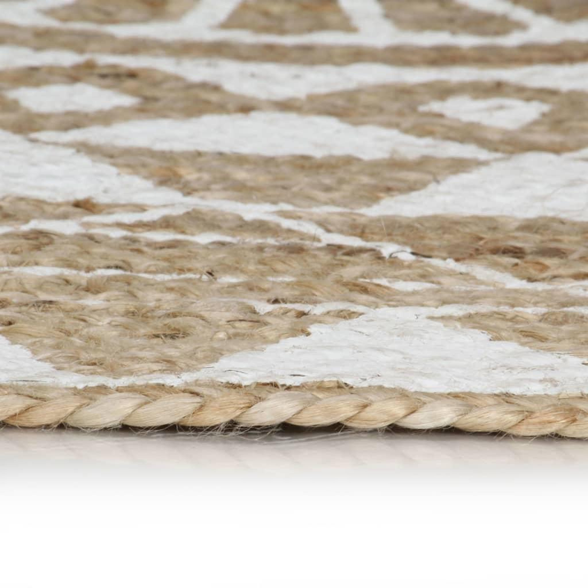 Voir la diapositive 3 : VIDAXL Tapis fait a la main Jute avec imprime blanc 90 cm