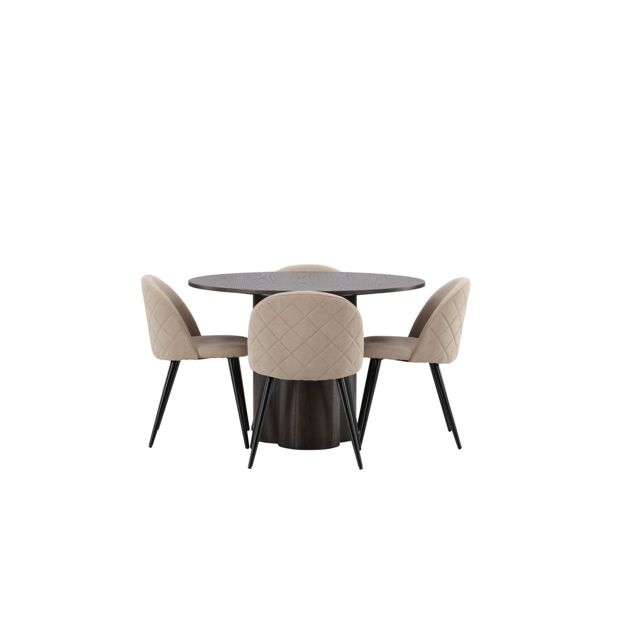 Voir la diapositive 2 : Paris Prix Ensemble table à manger & 4 chaises  olivia & velvet  110cm moka & beige