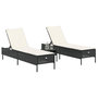 Voir la diapositive 3 : VIDAXL Ensemble de chaises longues avec coussins 3 pcs noir poly rotin