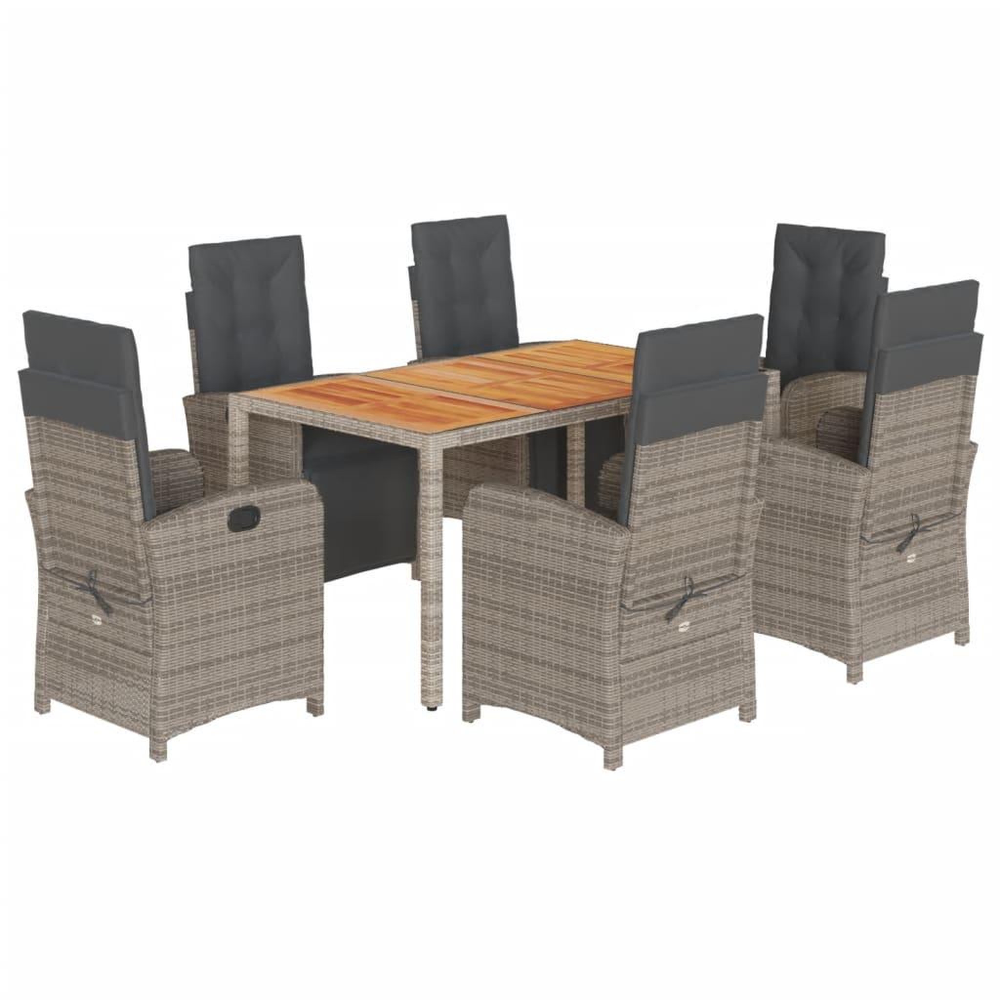 Voir la diapositive 2 : VIDAXL Ensemble a manger de jardin et coussins 7 pcs gris rotin