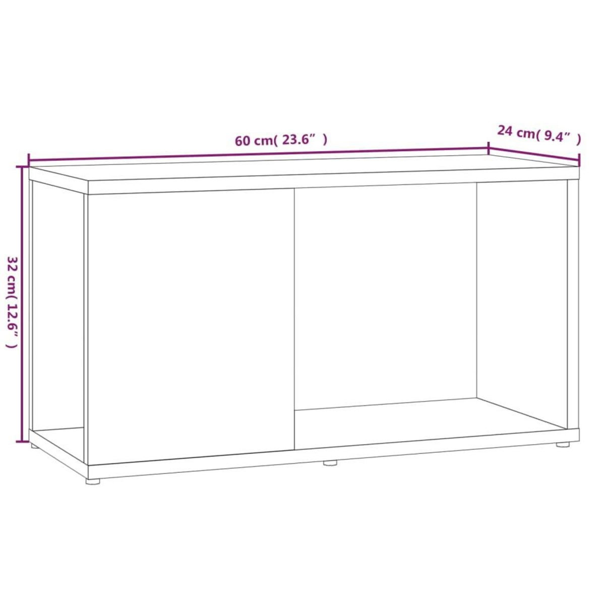 VIDAXL Meuble TV Chene fume 60x24x32 cm Bois d'ingenierie