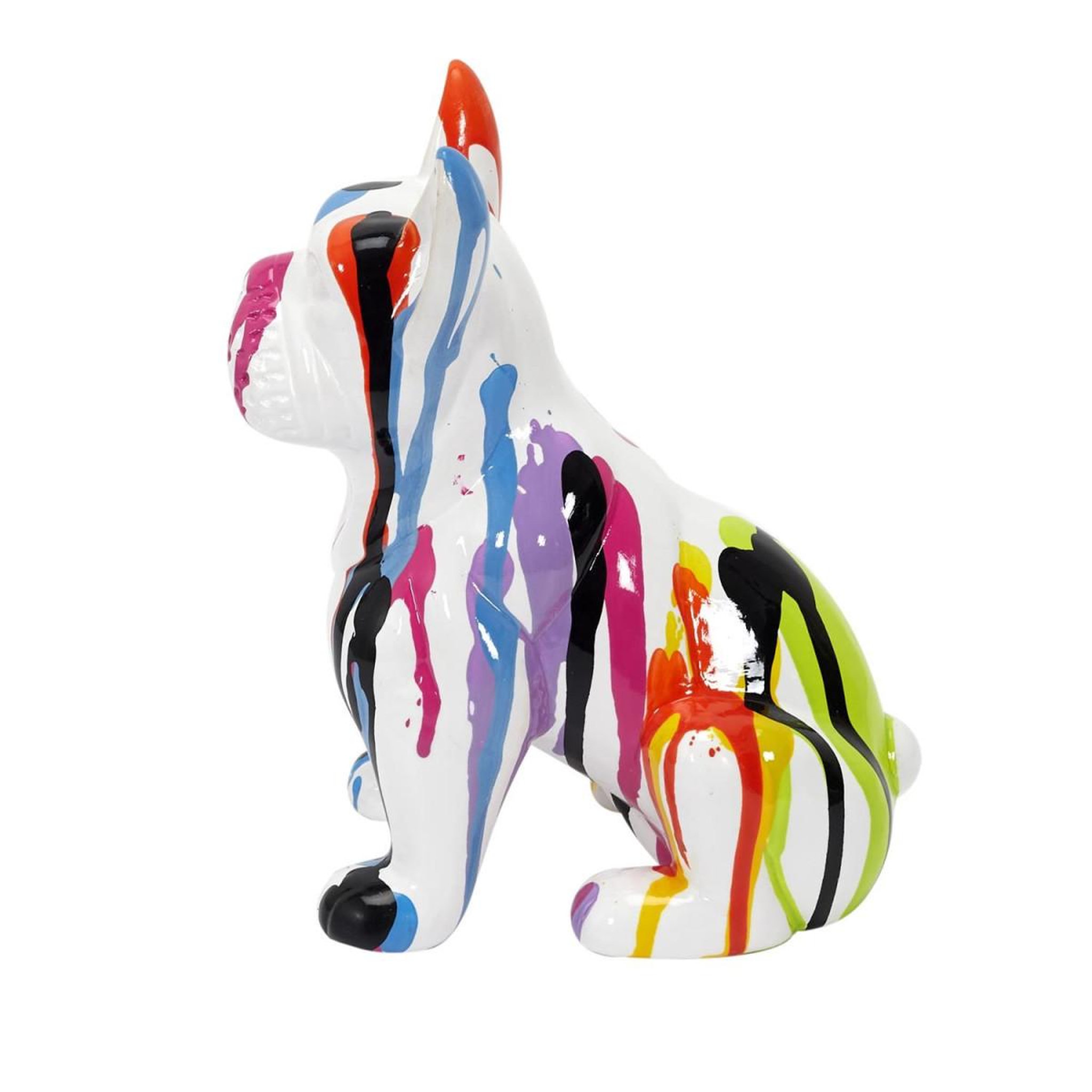 Voir la diapositive 3 : The Home Deco Factory Statuette déco  bulldog coulures  20cm multicolore