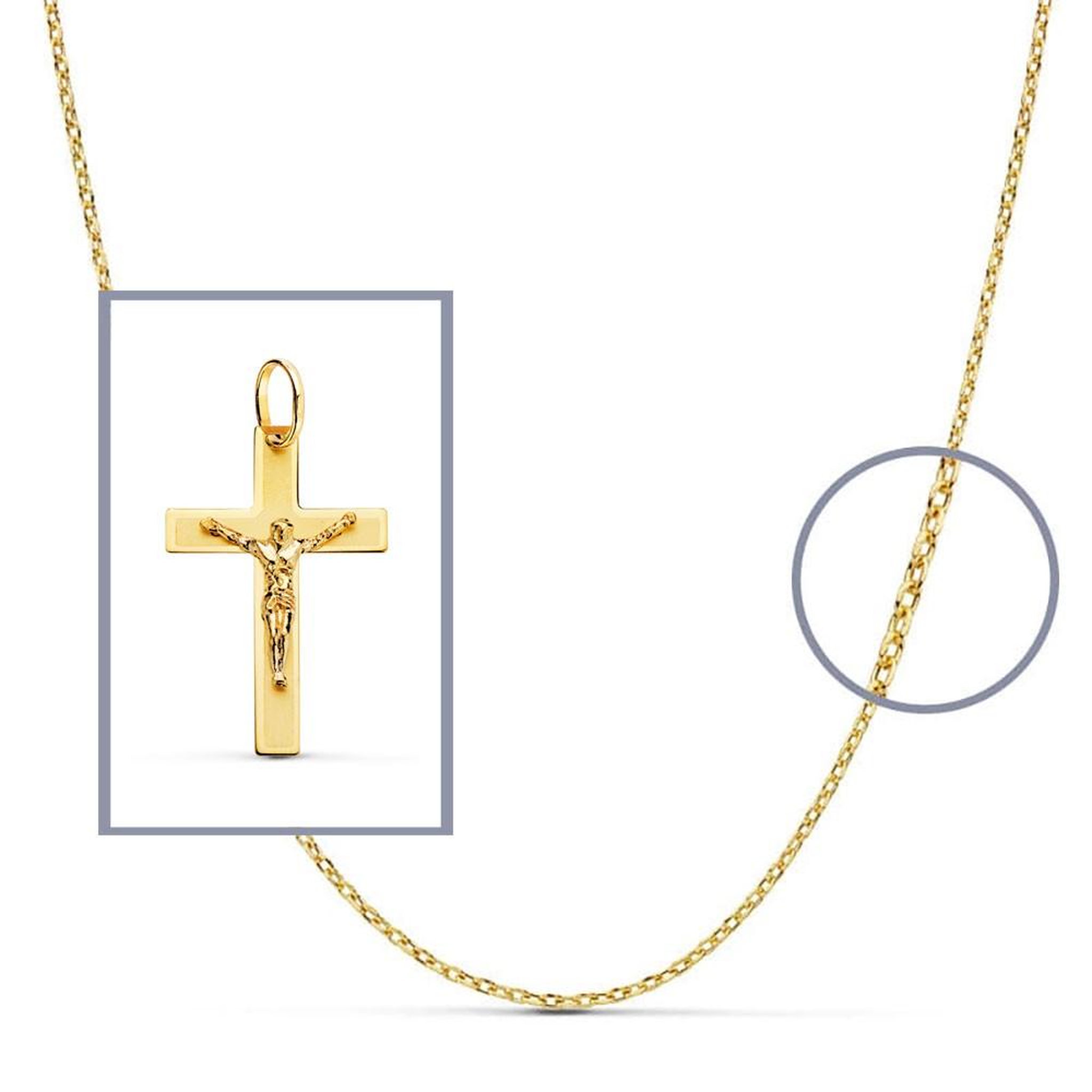 Voir la diapositive 2 : L'ATELIER D'AZUR Pendentif  - Médaille Christ sur la Croix Or 18 Carats 750 Jaune - Chaine Offerte
