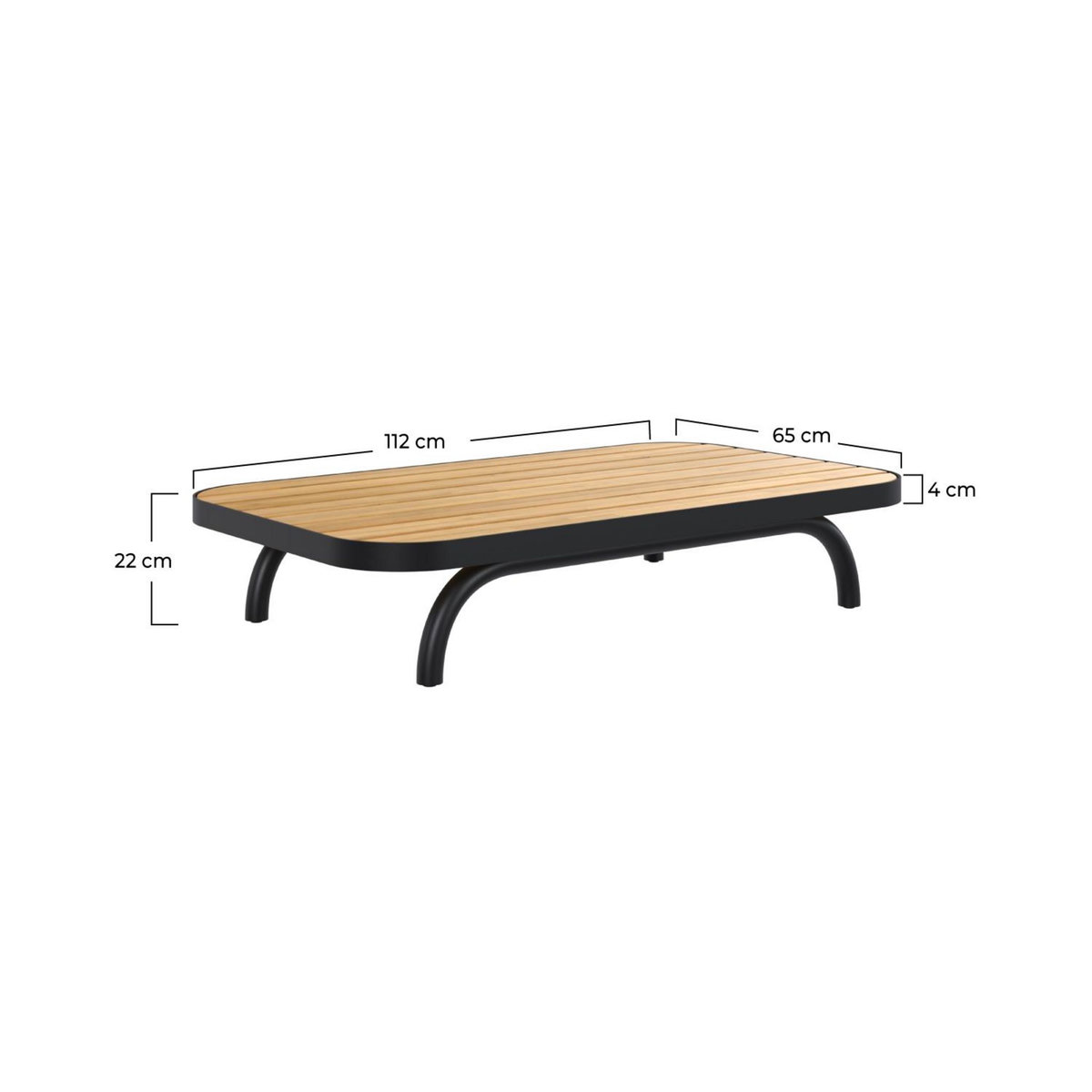 Rendez vous déco Table basse de jardin en bois d'acacia et pieds en métal noir-Samba