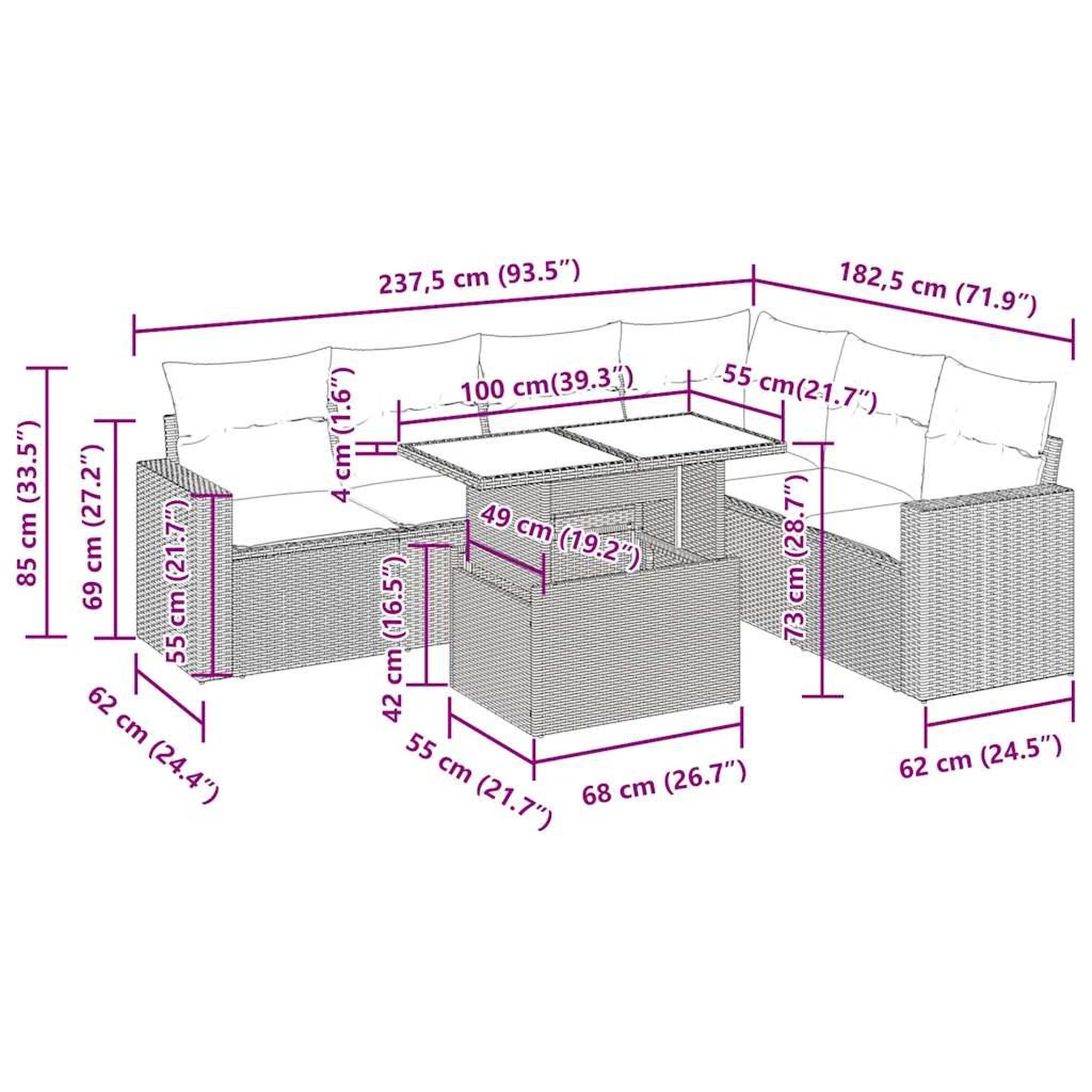 Voir la diapositive 6 : VIDAXL Salon de jardin 7 pcs avec coussins noir resine tressee