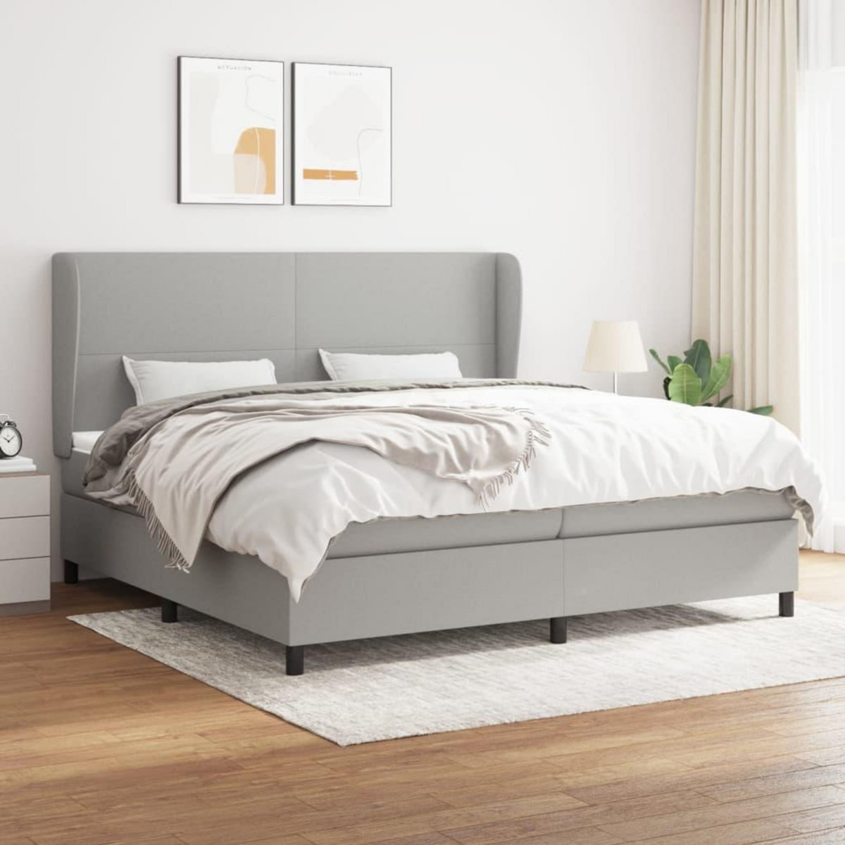 VIDAXL Sommier a lattes de lit avec matelas Gris clair 200x200cm Tissu
