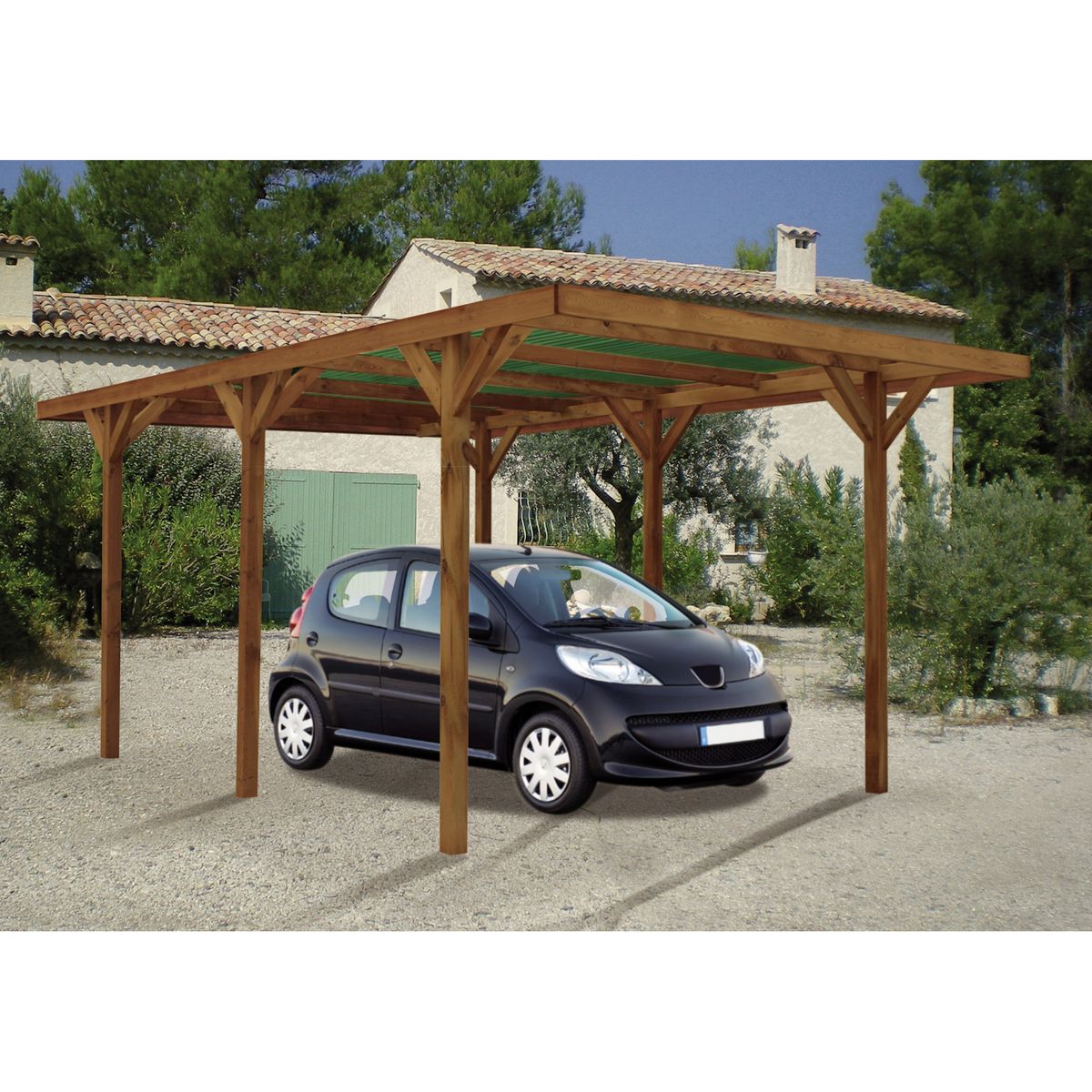 Forest Style Carport bois Bessoncourt toit plat traité autoclave, 15,56 m²