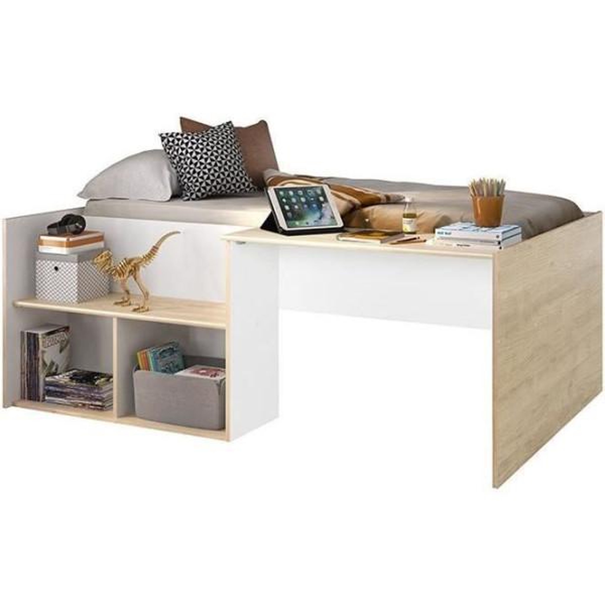 DIAGONE Lit combiné enfant oscar - 90 x 190 cm - chene clair / blanc - diagone