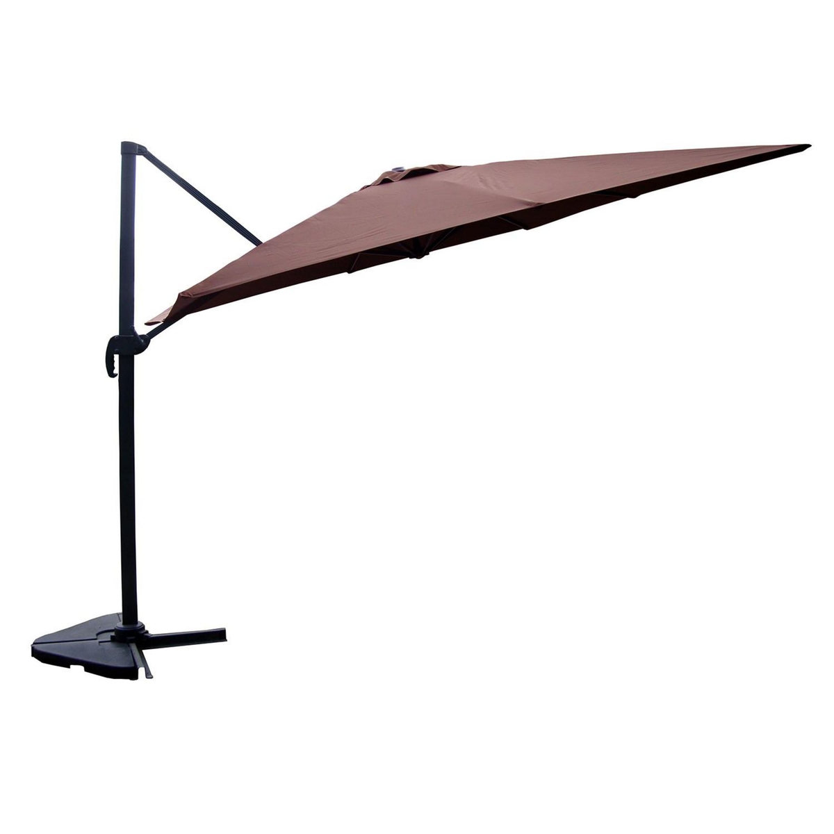 CONCEPT USINE Bundle parasol rectangulaire 3x4m déporté rotatif marron aluminium + housse CESARE