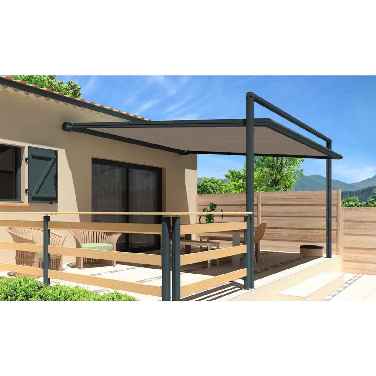 SUNSTYL Pergola gris anthracite motorisée 3x3x2,5m MELODIE