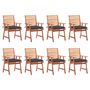 Voir la diapositive 1 : VIDAXL Chaises a manger d'exterieur lot de 8 et coussins Acacia massif