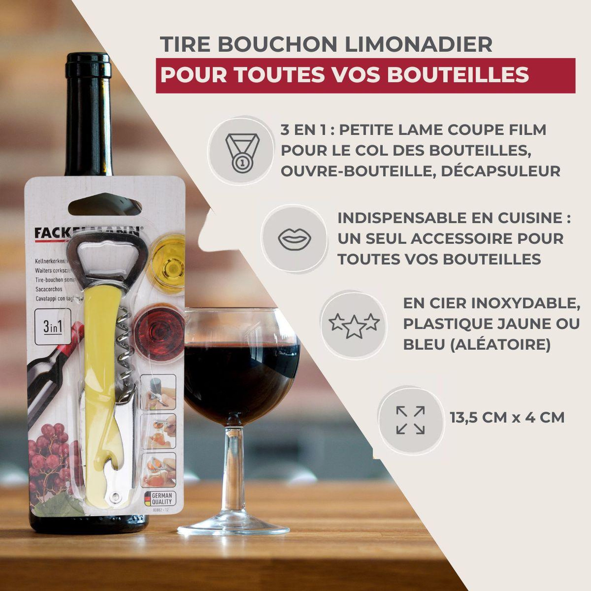 Voir la diapositive 3 : Fackelmann Tire-bouchon limonadier coloré fackelmann bar concept