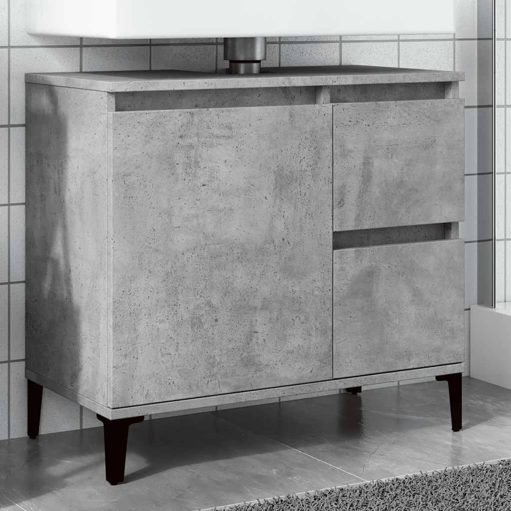 VIDAXL Armoire d'evier gris beton 65x33x60 cm bois d'ingenierie