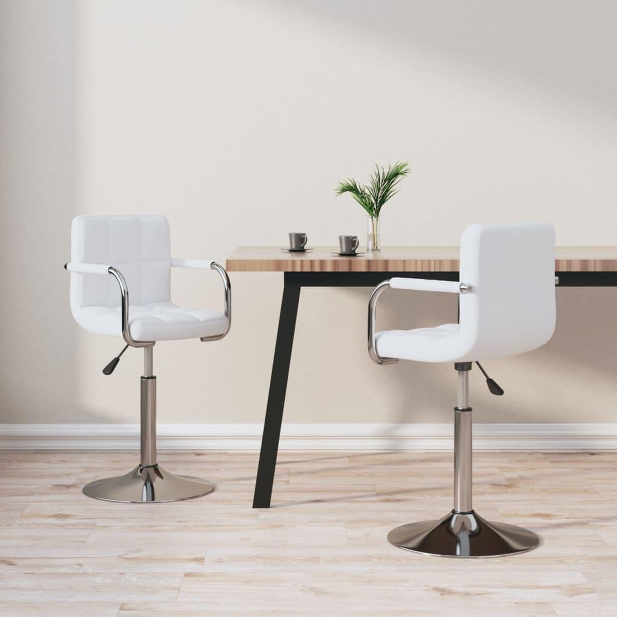 VIDAXL Chaises pivotantes a manger lot de 2 blanc similicuir