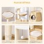 Voir la diapositive 5 : PAWHUT Arbre à chat style cosy chic griffoirs sisal naturel niche 2 paniers avec coussins plateforme 2 boules suspendues quenouille peluche courte crème beige
