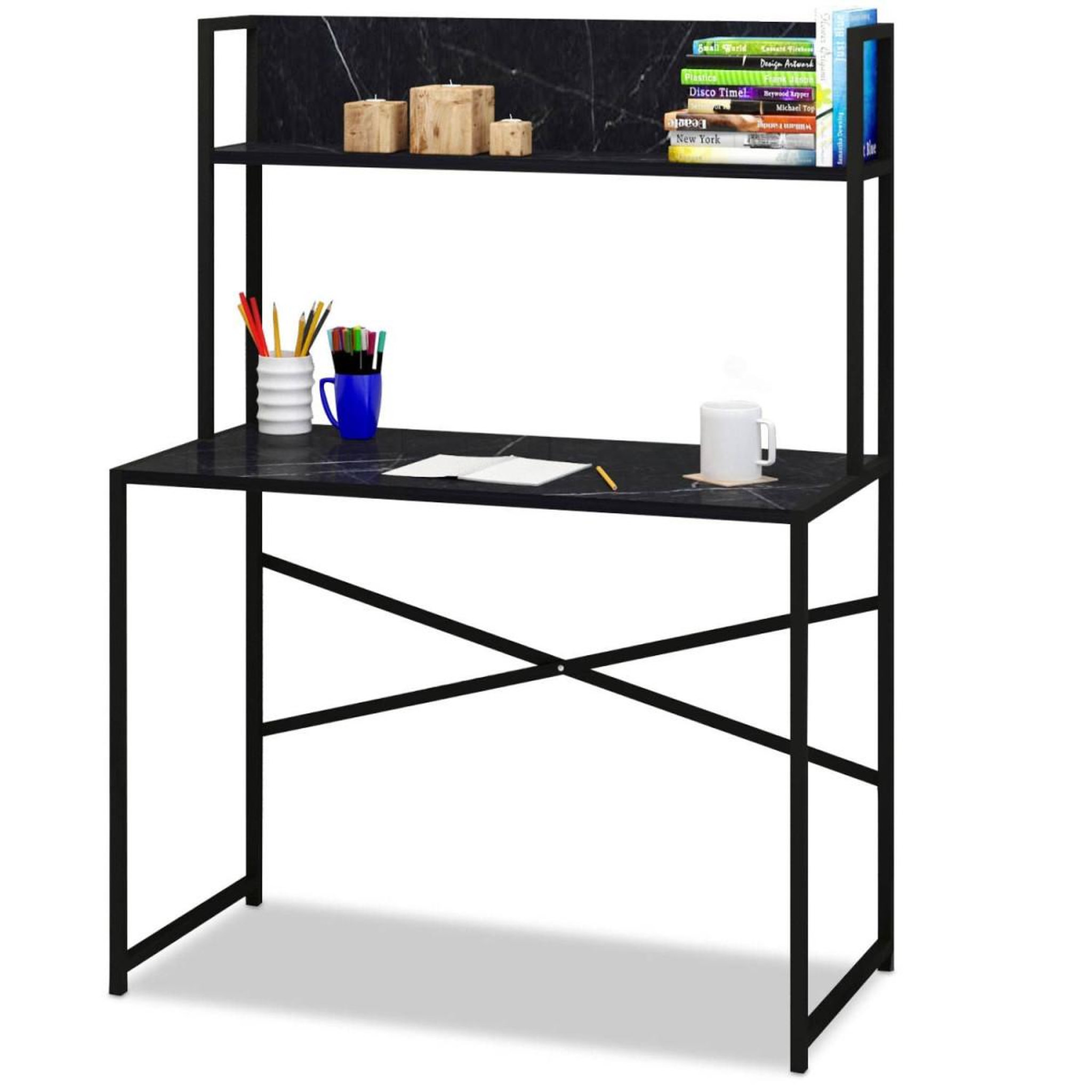 Paris Prix Bureau avec étagère design  mazé  140cm noir